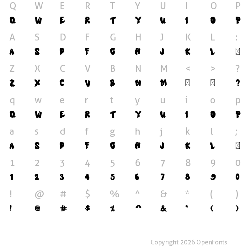 Character Map of Marzone Regular