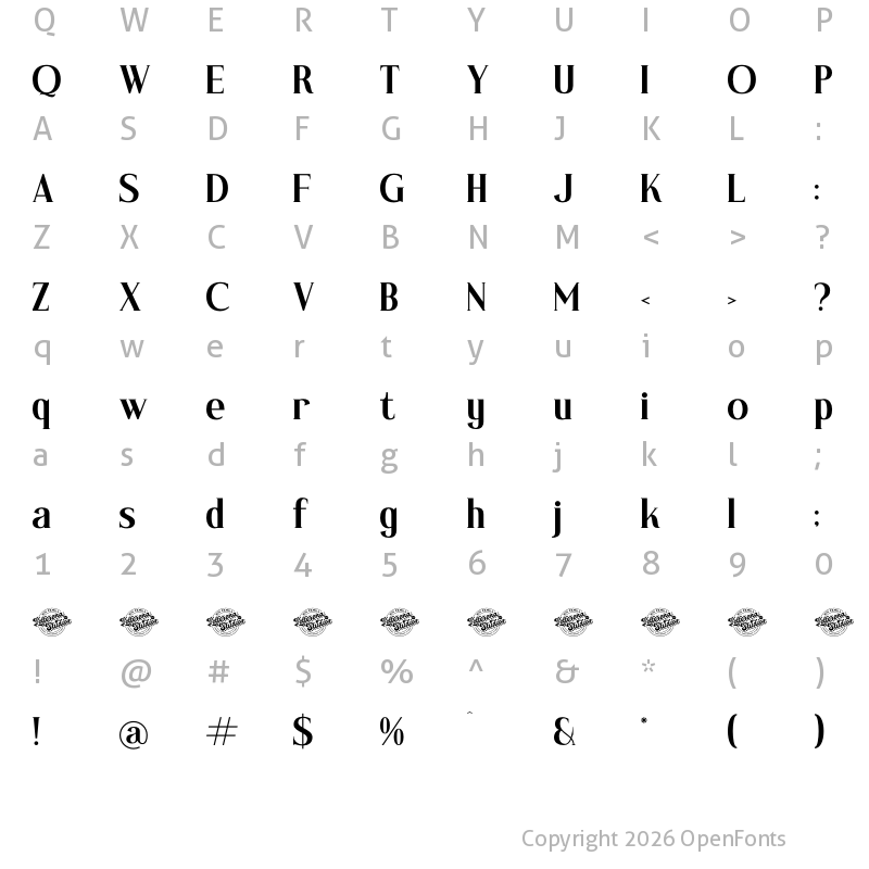 Character Map of Mascefla DEMO VERSION Regular