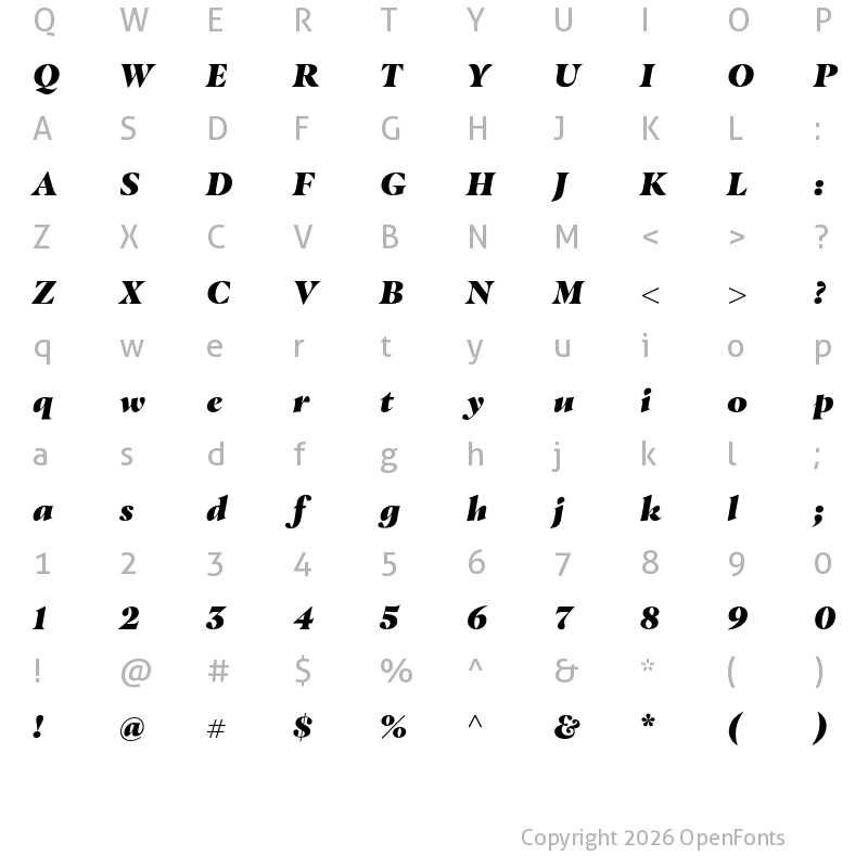 Character Map of Masqualero ExtraBlack Italic