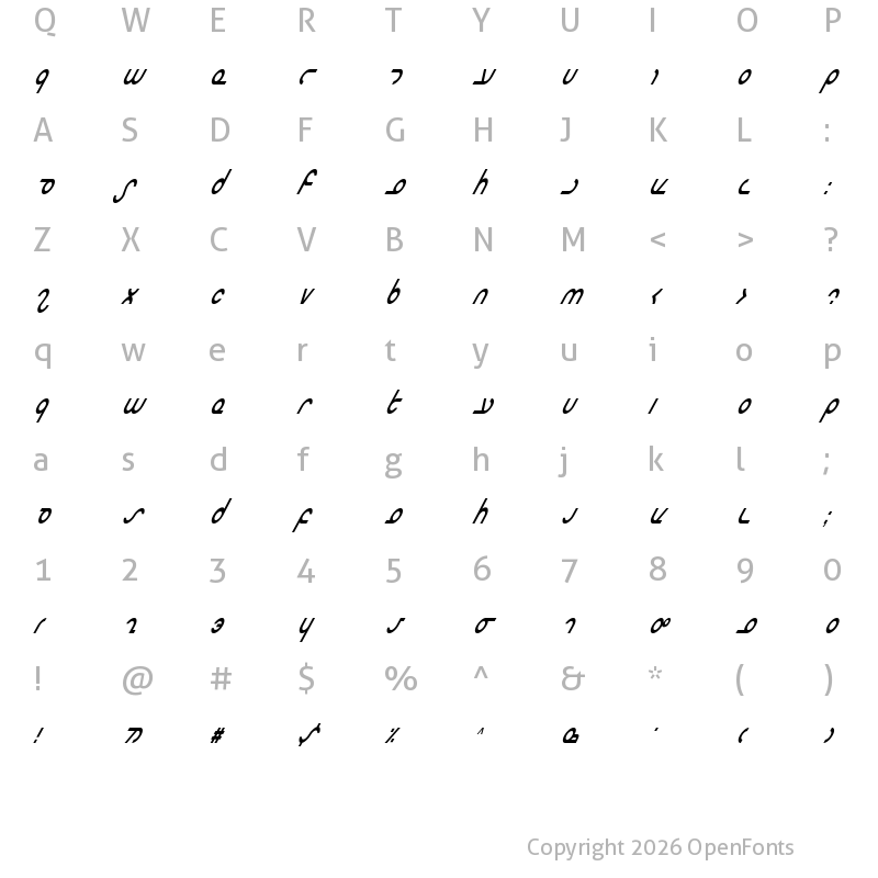 Character Map of Masterdom Condensed Italic Condensed Italic