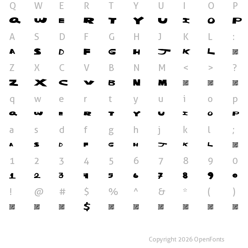 Character Map of MasterStrike Regular