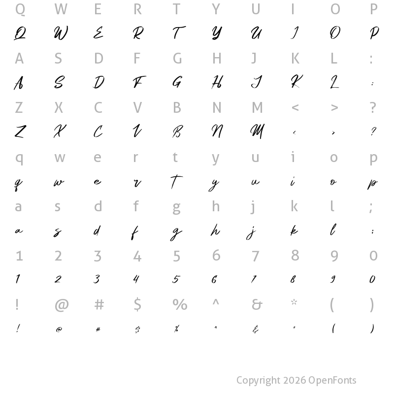 Character Map of Mastery Regular