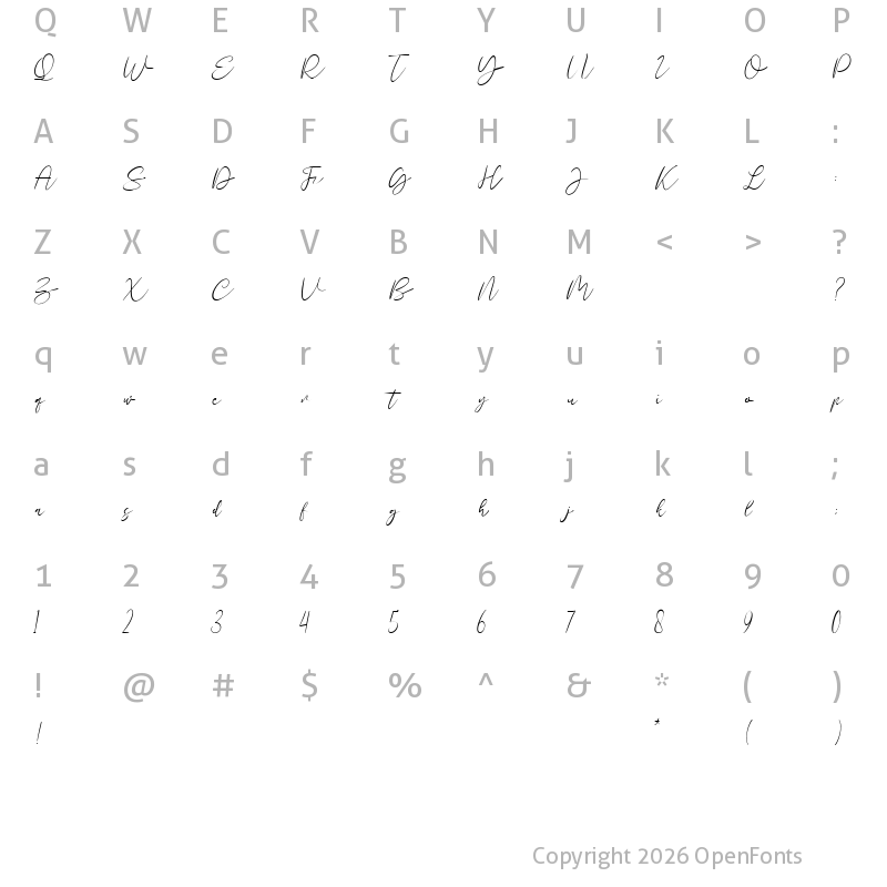 Character Map of Mastyle Script Regular