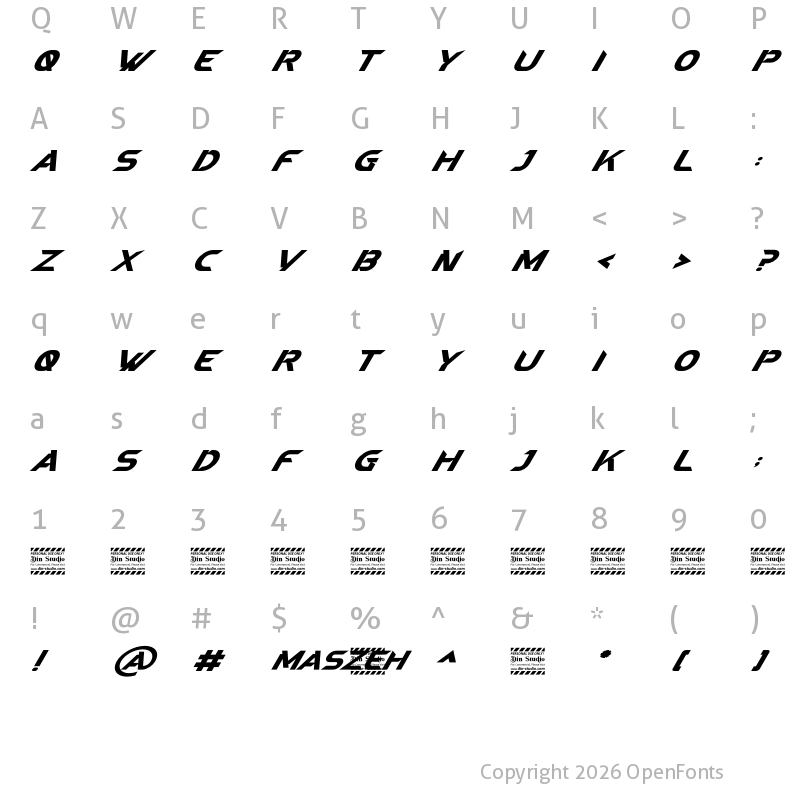 Character Map of Maszeh Personal Use Regular