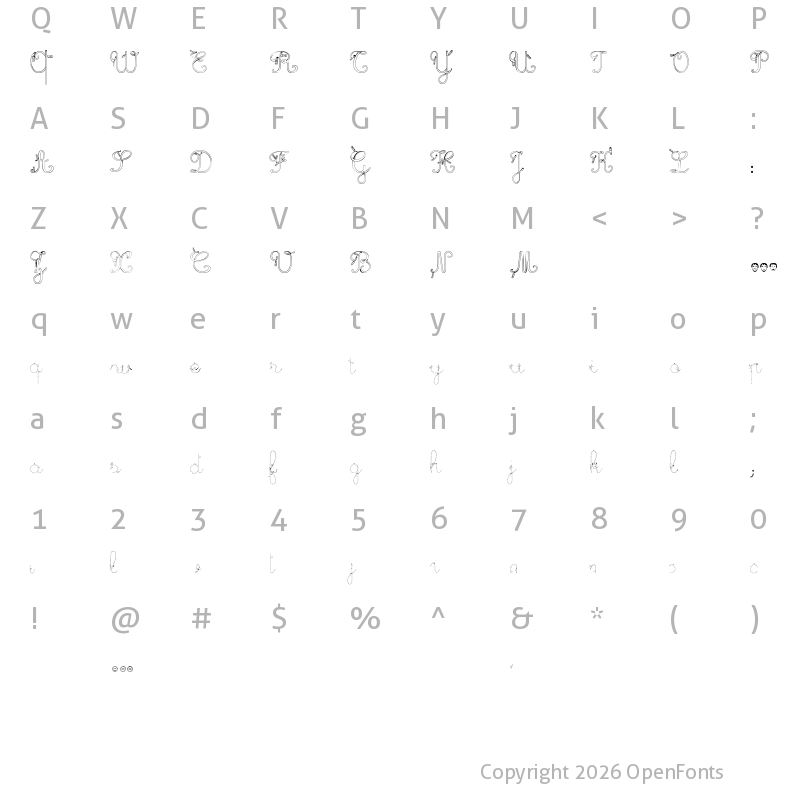 Character Map of Maternellecolor trace cursive Regular