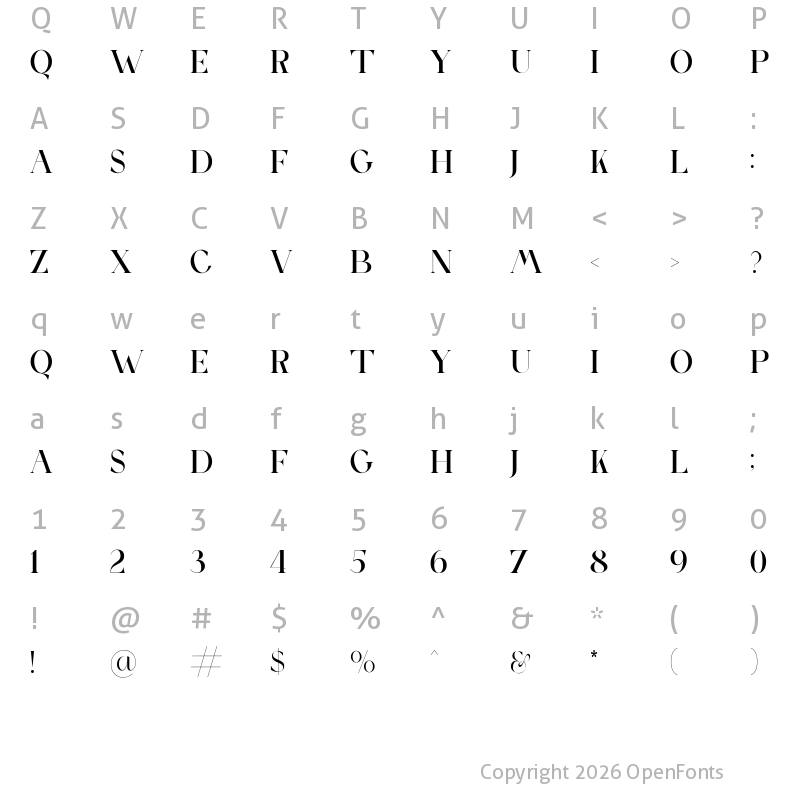 Character Map of MATIOTT ELEGANT FONT Regular