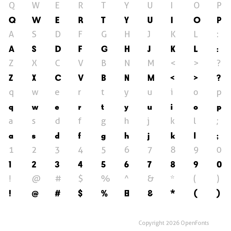 Character Map of Matita Geometric Bold