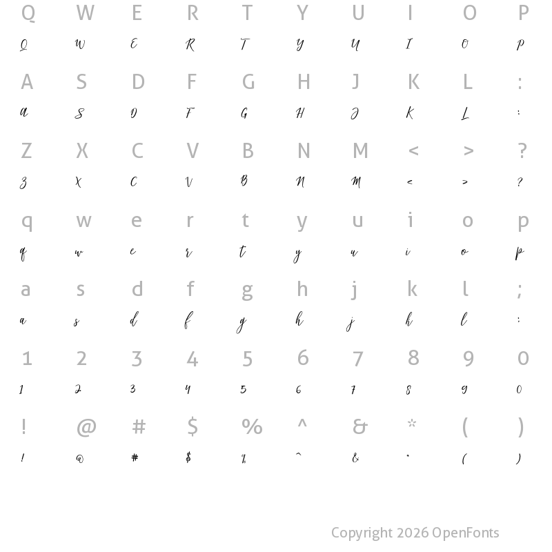 Character Map of Matterhon Upright Regular