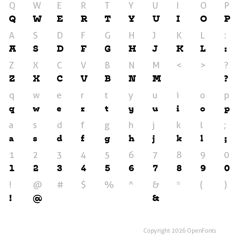 Character Map of Matucano Test Black