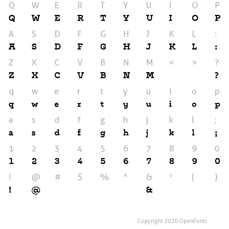 Character Map of Matucano Test Bold