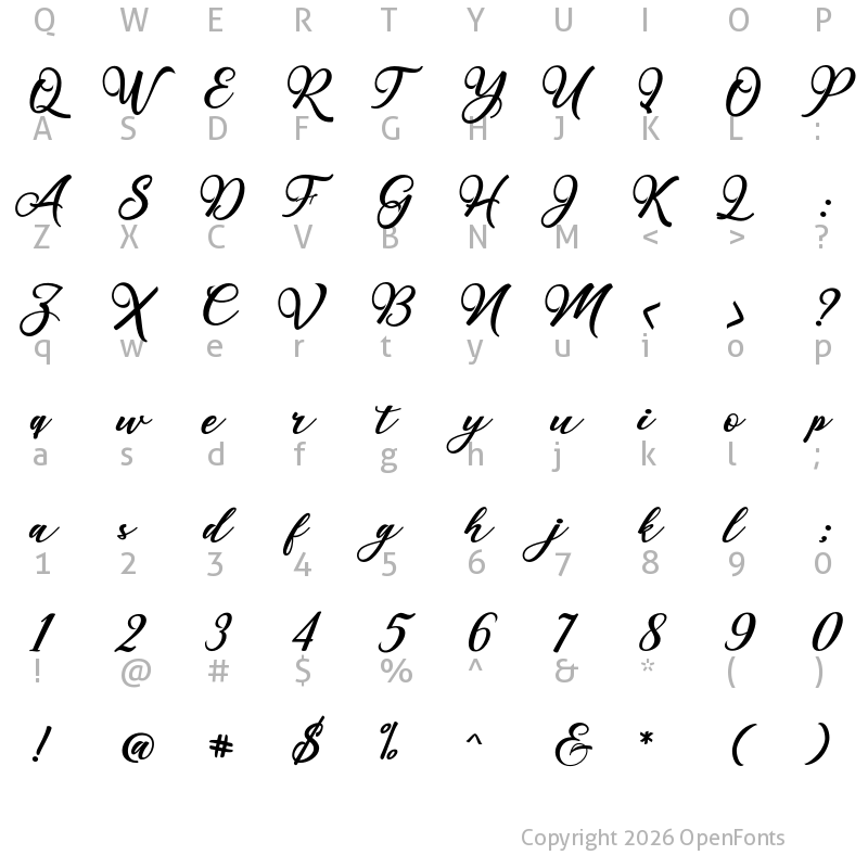 Character Map of Maulie Script Regular