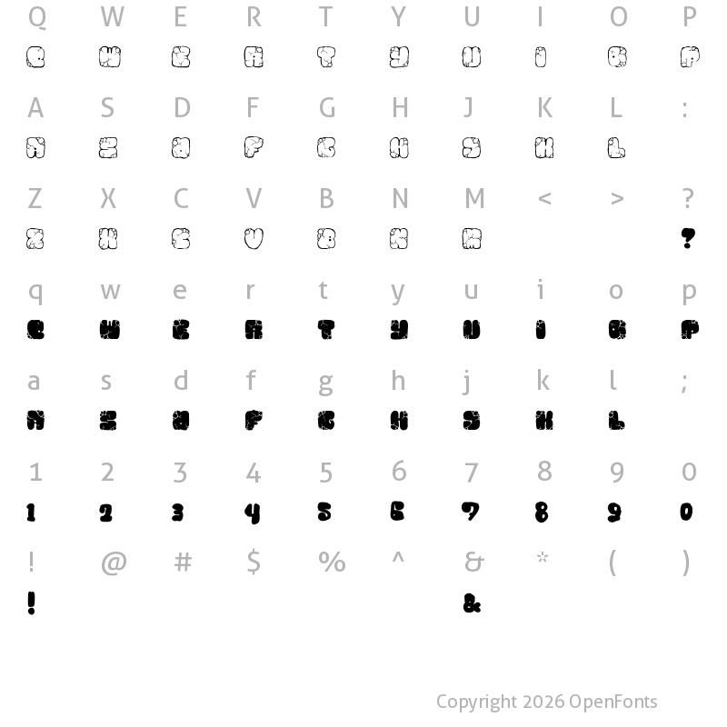 Character Map of MAWNS rock Regular