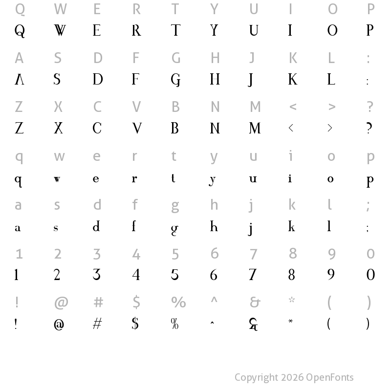 Character Map of MAWNS' Serif Regular