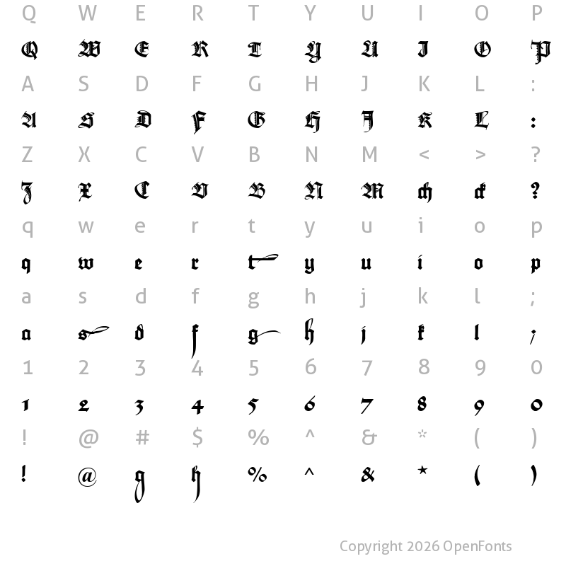 Character Map of Maximilian Zier Regular