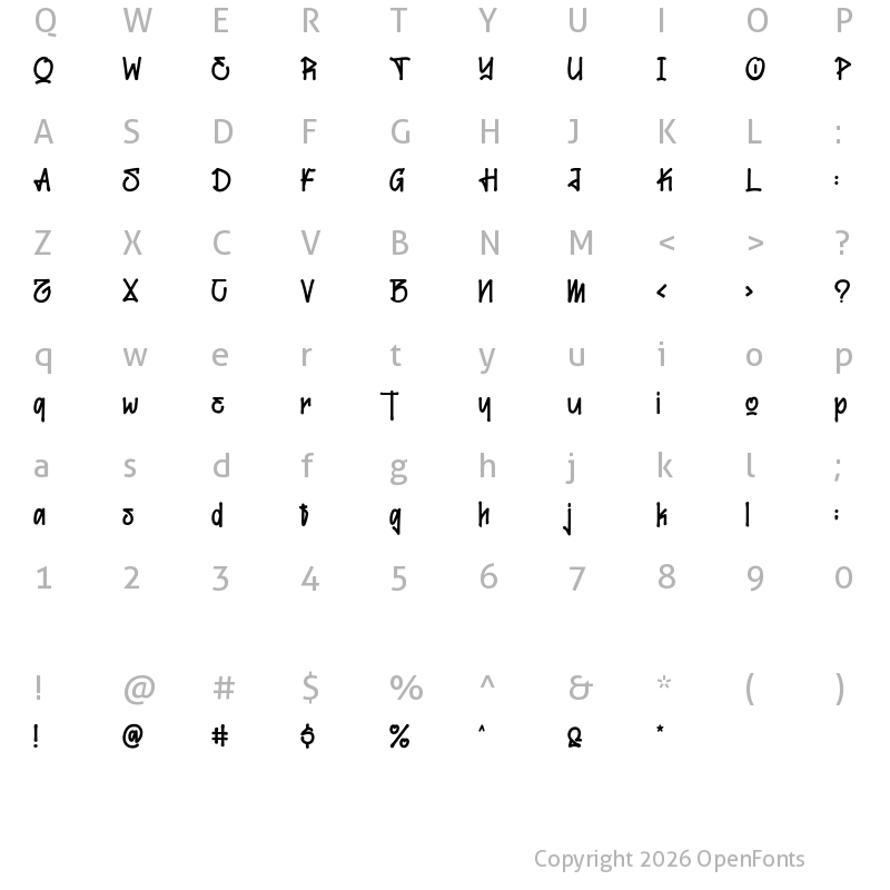 Character Map of Maxtield Regular
