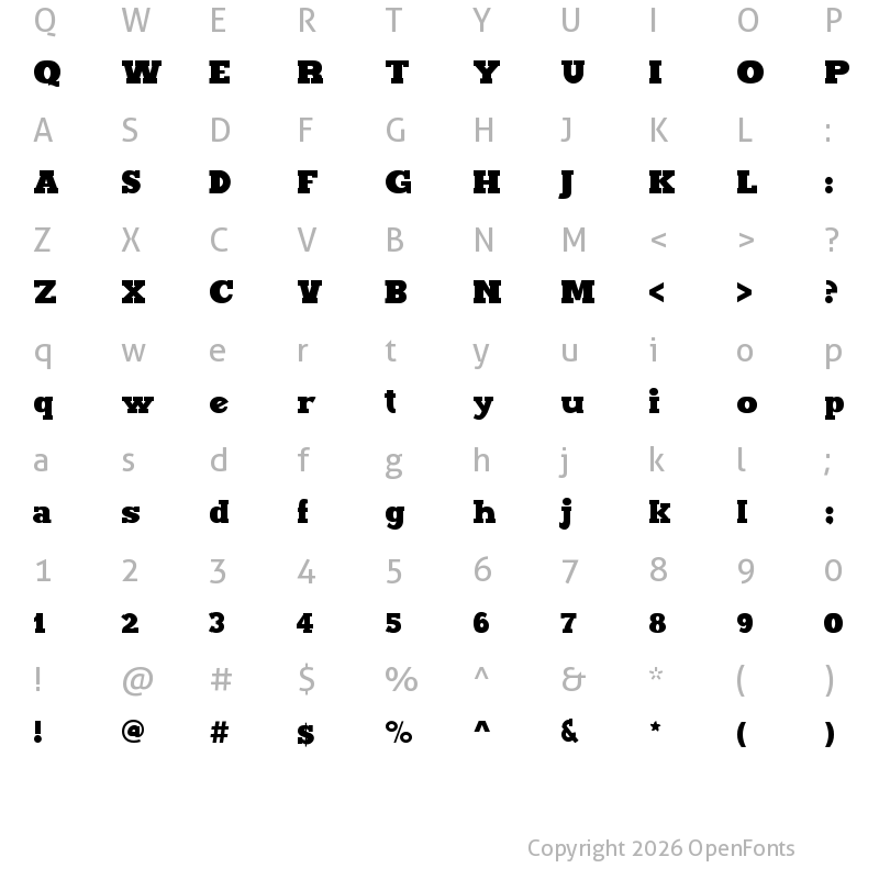 Character Map of Maxxi Serif Bold
