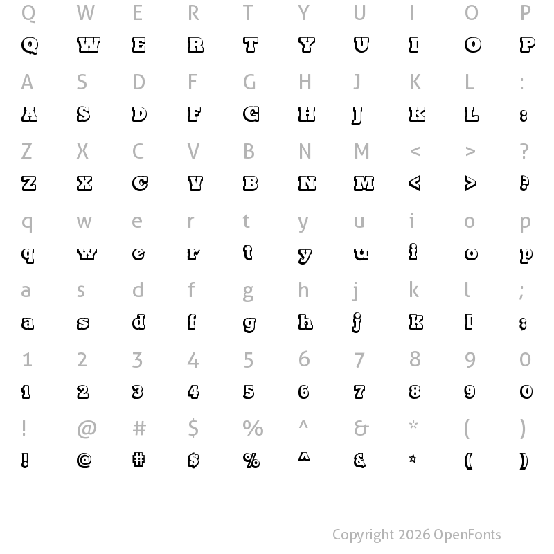 Character Map of Maxxi Serif Outline Bold