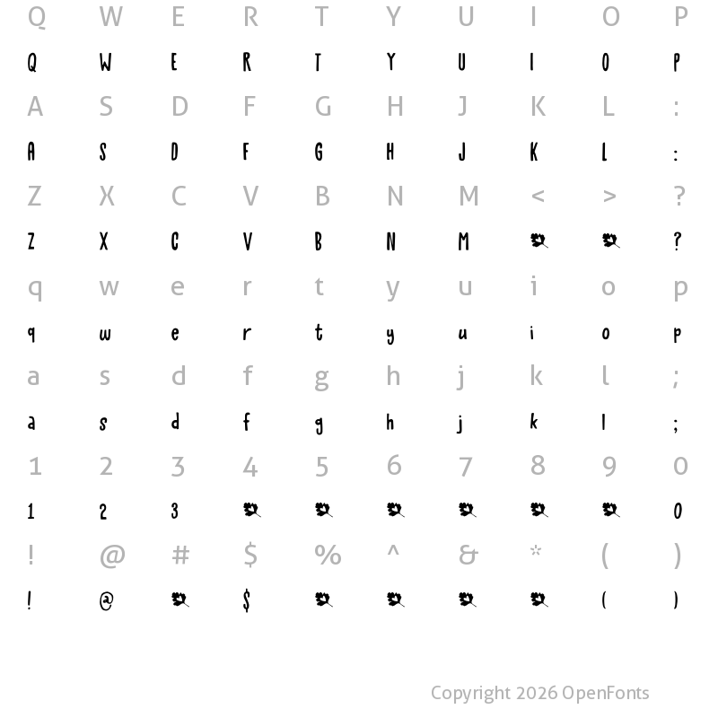 Character Map of Mayblossom DEMO Regular