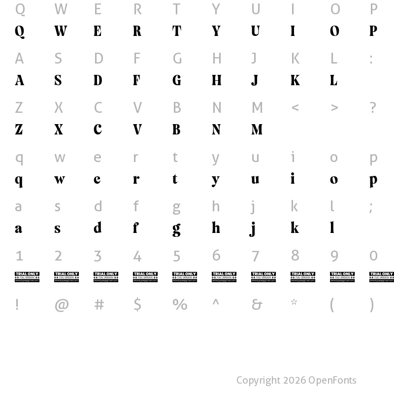 Character Map of Mazaeni Trial Medium