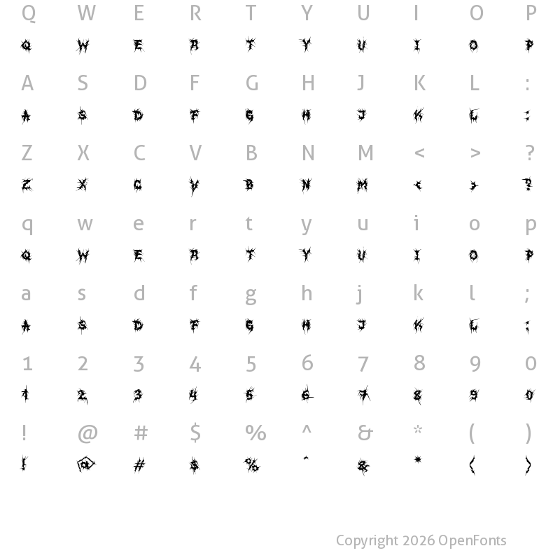 Character Map of MB EvilGhost Regular
