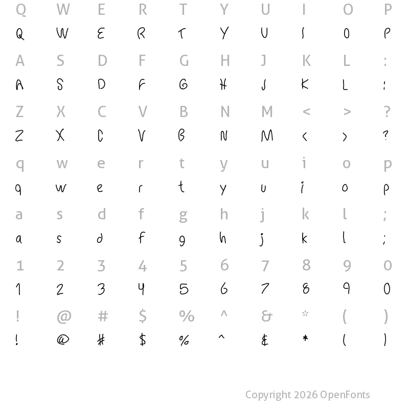 Character Map of MBChickenScratch Medium