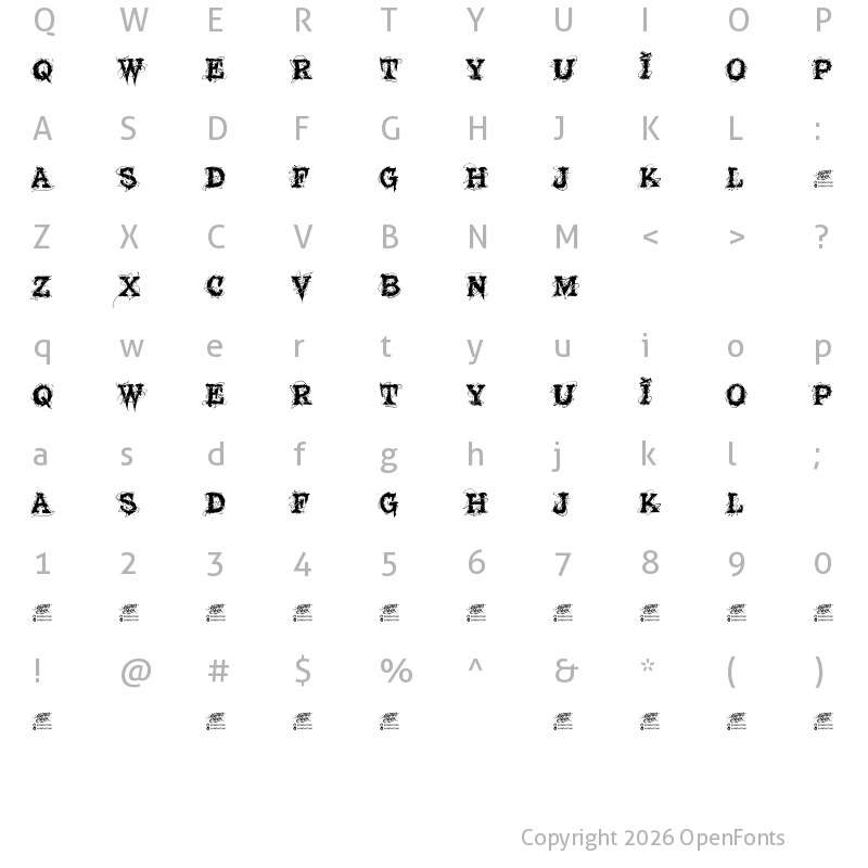 Character Map of MCF Glowins Regular