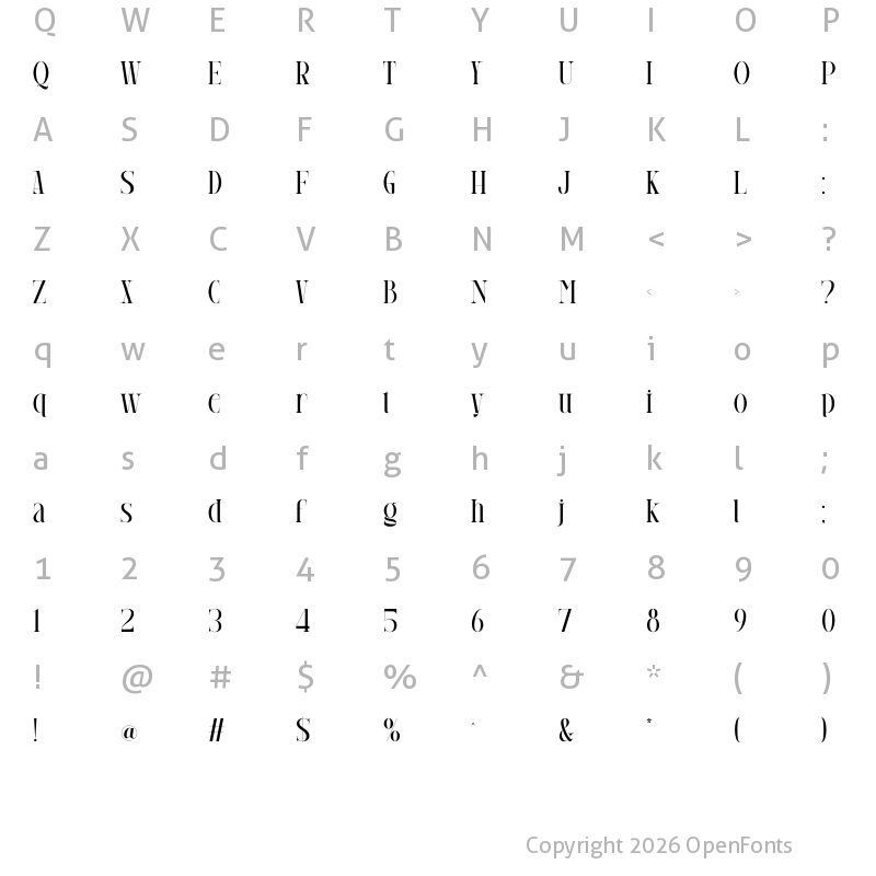 Character Map of Meaglez Regular
