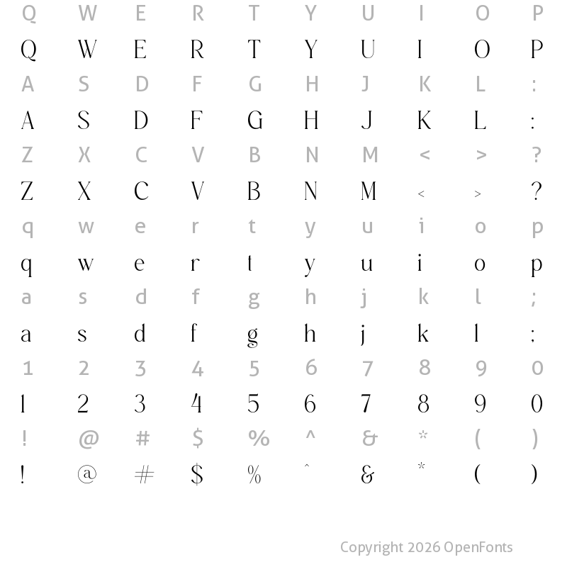 Character Map of Meaglone Regular