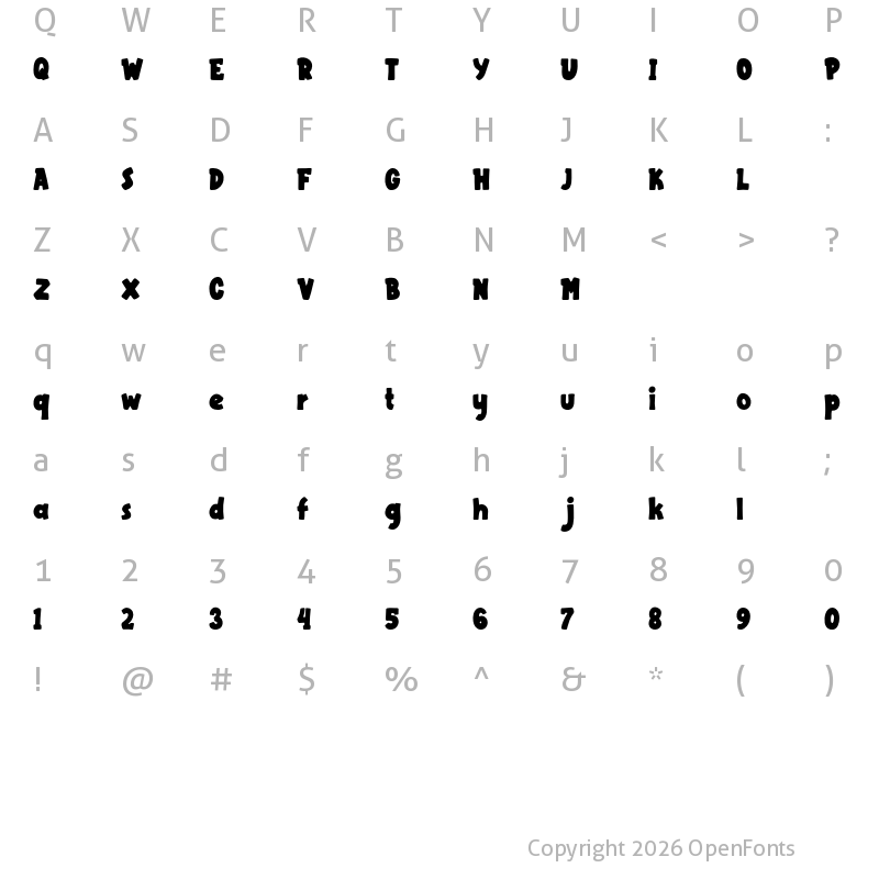 Character Map of Meatblock Demo Regular