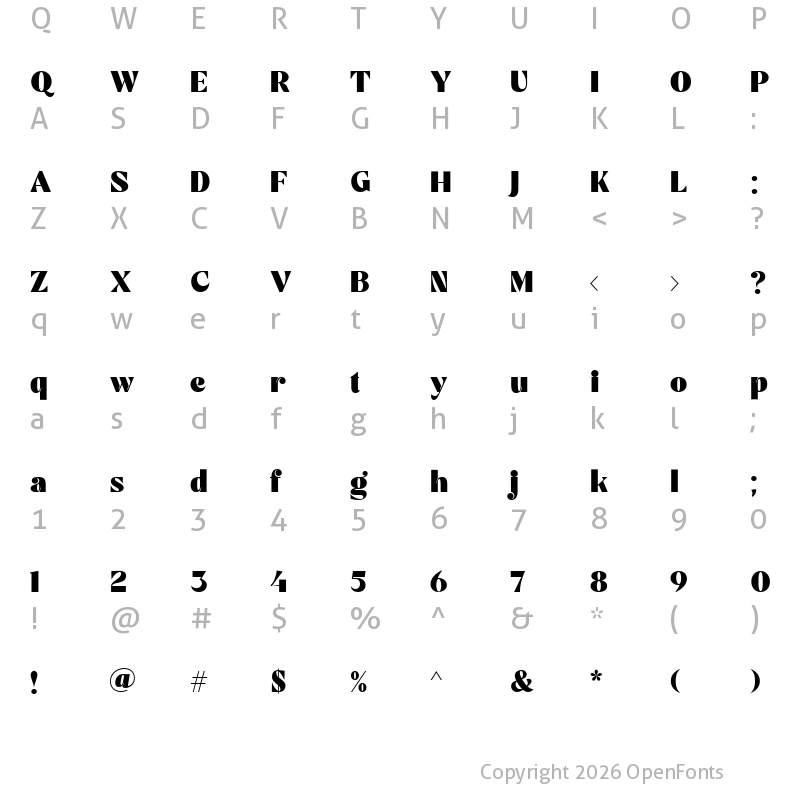 Character Map of Mechta Regular
