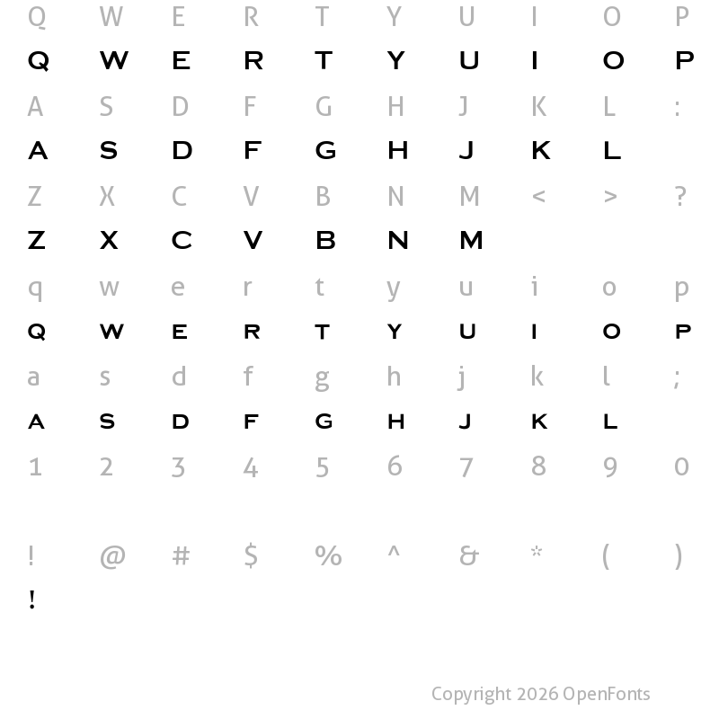 Character Map of Media Gothic Regular