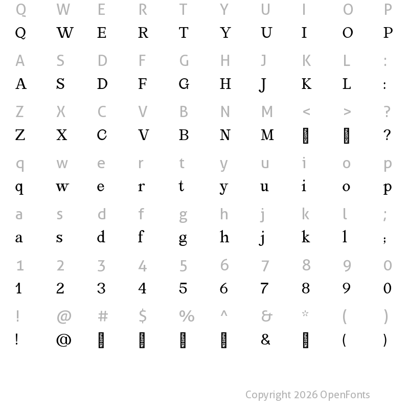 Character Map of Mediamoure Regular