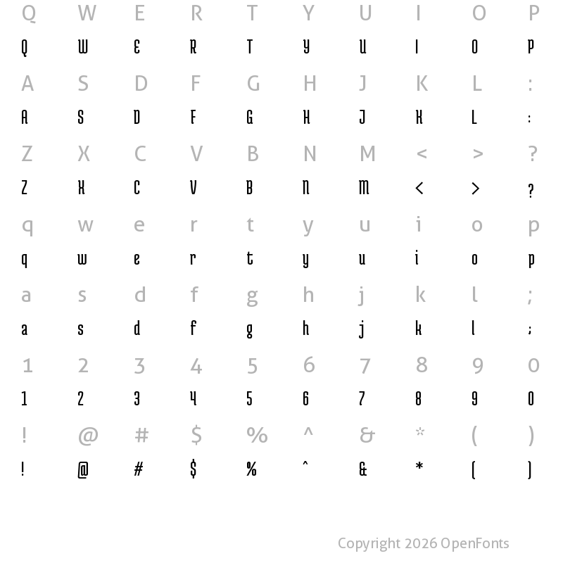 Character Map of Medula One Regular