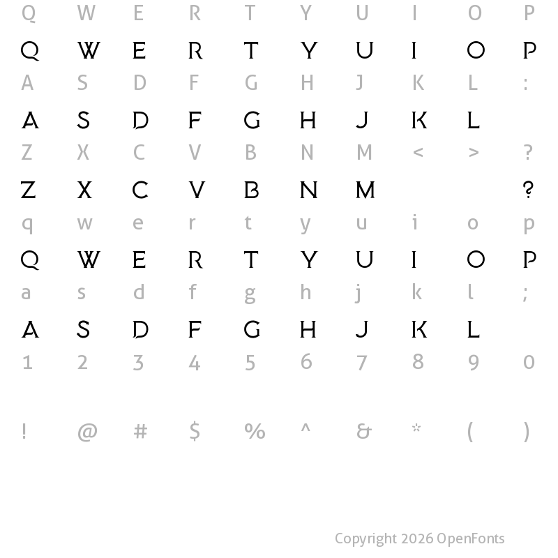 Character Map of Medusa Gothic Regular