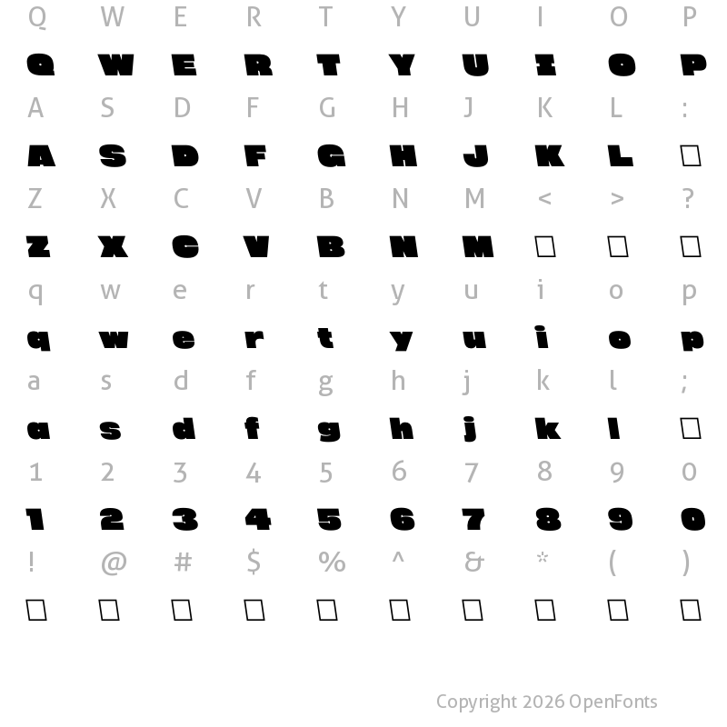 Character Map of Megabold 1.0 TRIAL Left 8