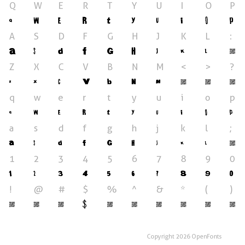 Character Map of MegaGothic Regular