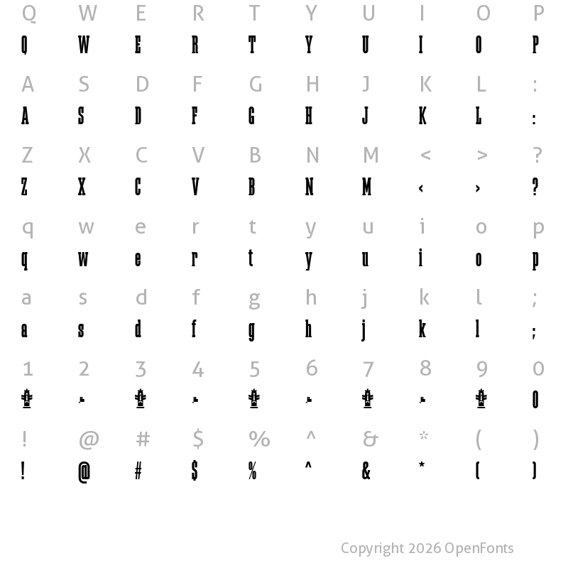 Character Map of Megalito Slab Extra Condensed