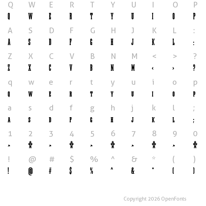 Character Map of Megalito Slab SC Extra Condensed