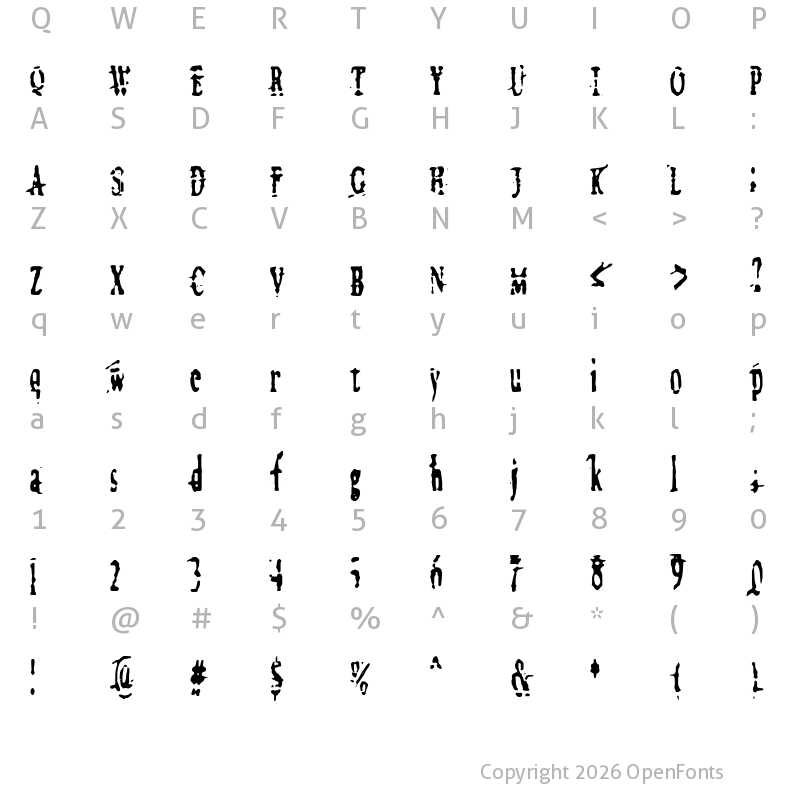 Character Map of Megalomania X Regular