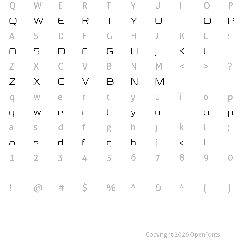 Character Map of Megatrans Demo Regular