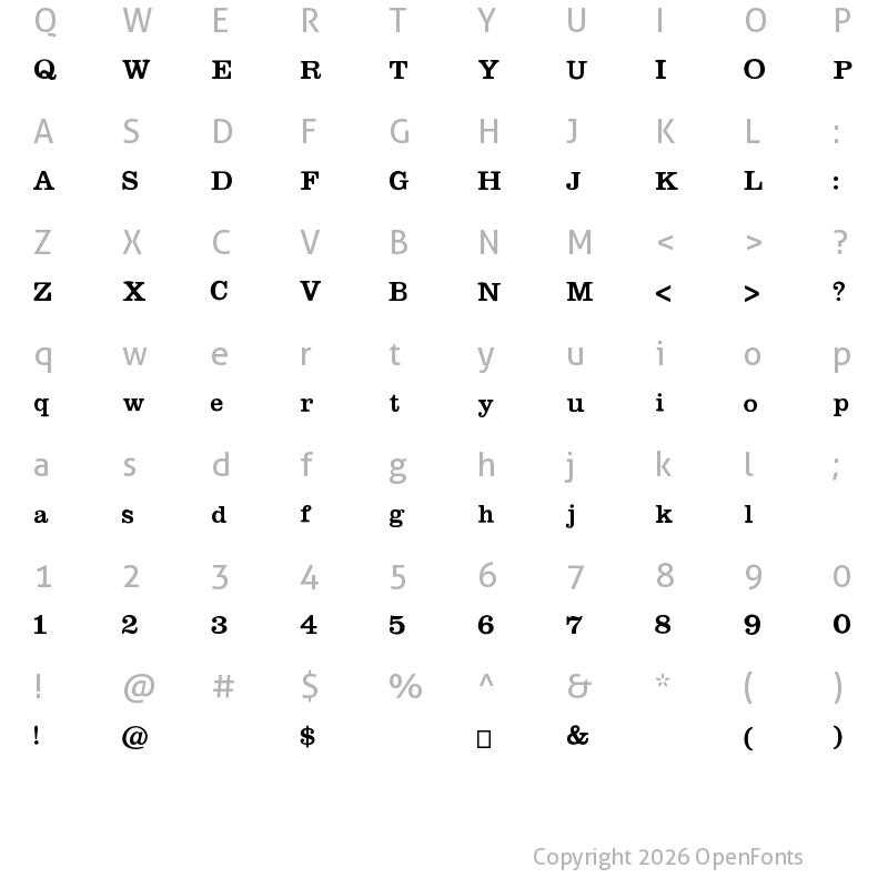 Character Map of Megeon Regular