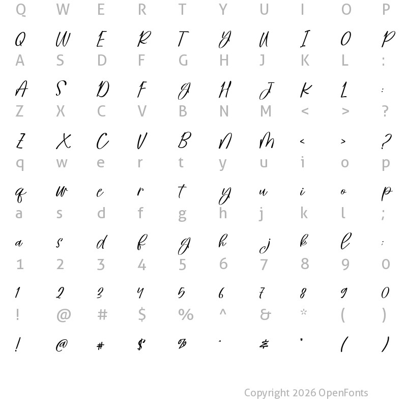 Character Map of Mehighea Clean Regular