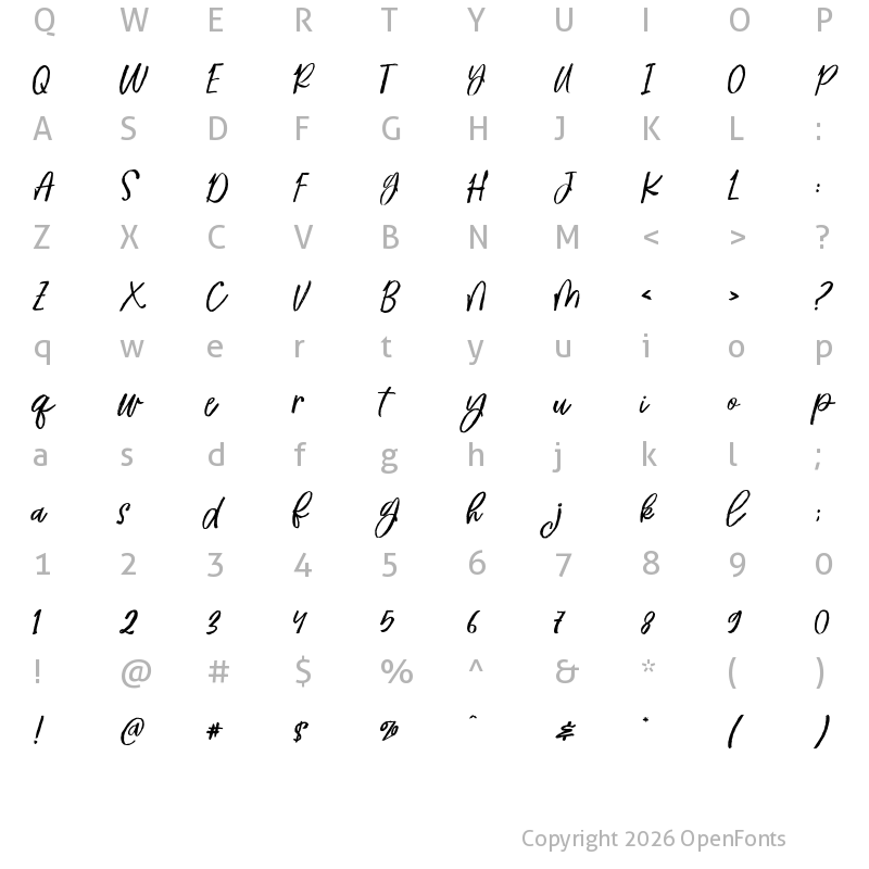 Character Map of Mehighea Regular
