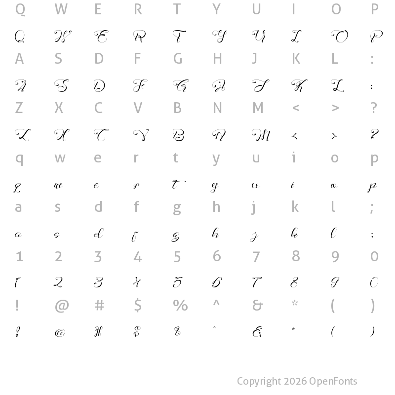 Character Map of Meikaylla Regular