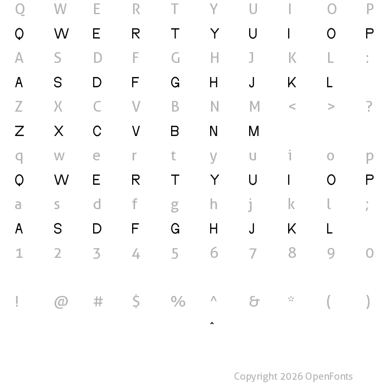 Character Map of Meilane Regular