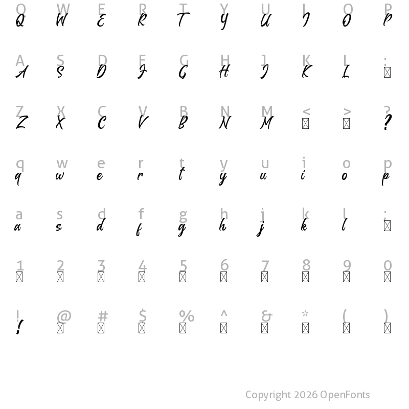 Character Map of Melantune Regular