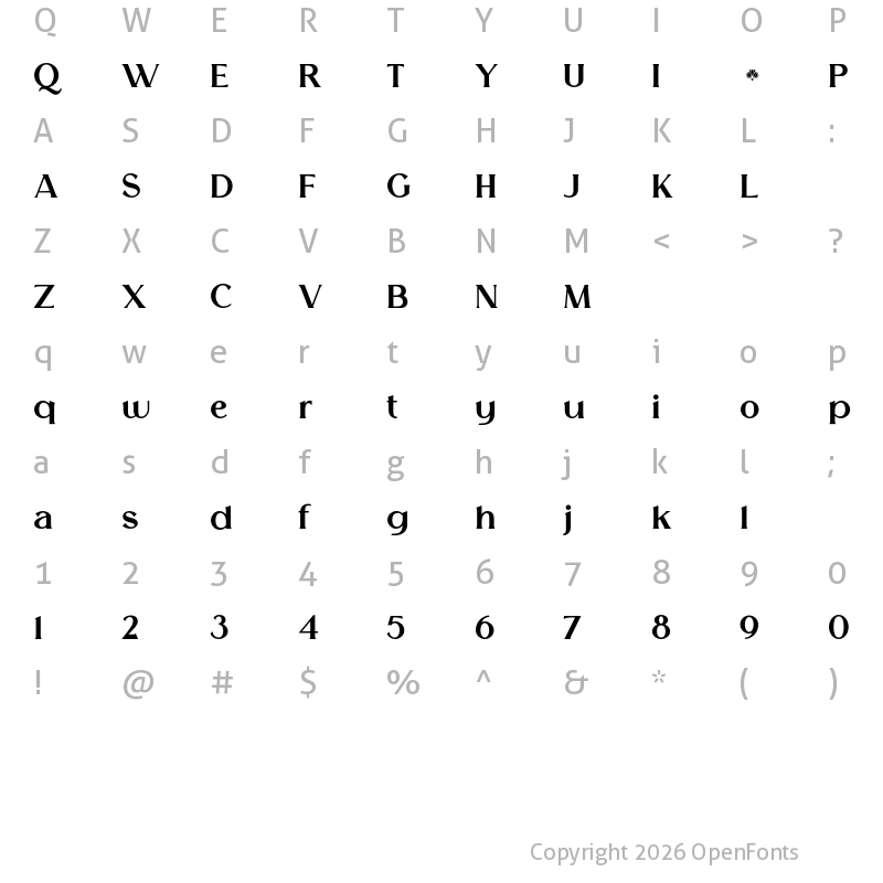 Character Map of Melion Black