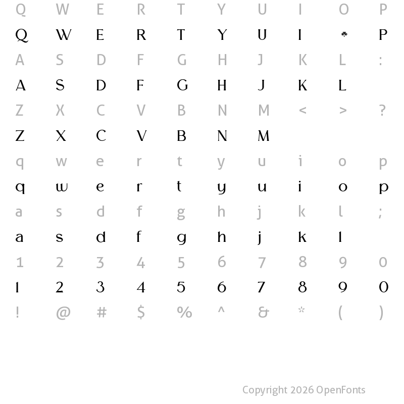Character Map of Melion Regular