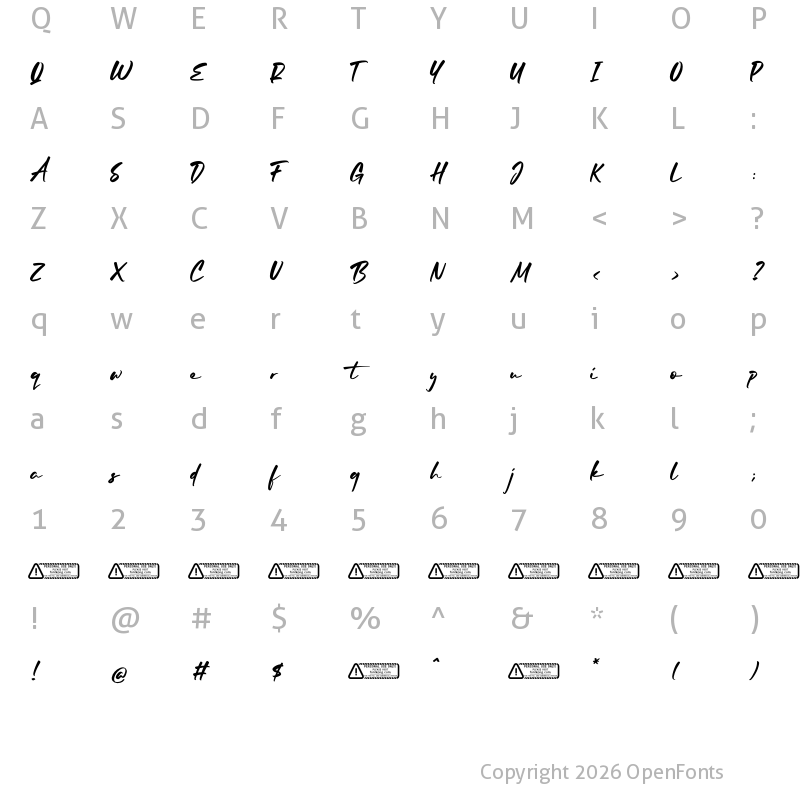 Character Map of Mellodia Regular