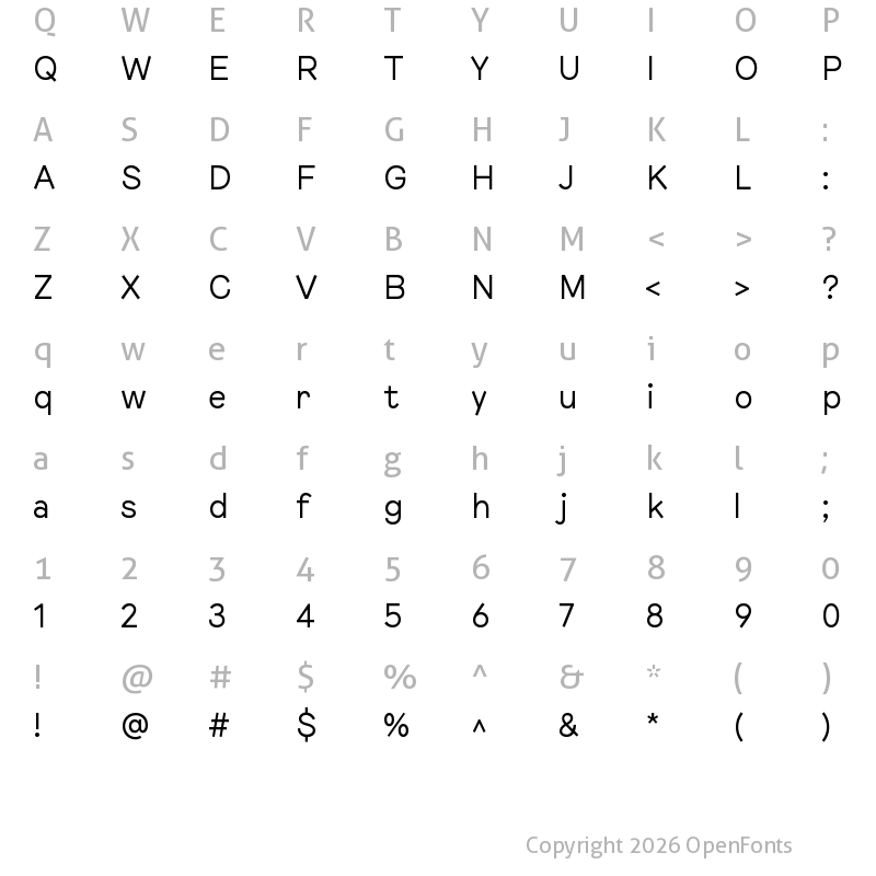 Character Map of Mels Regular
